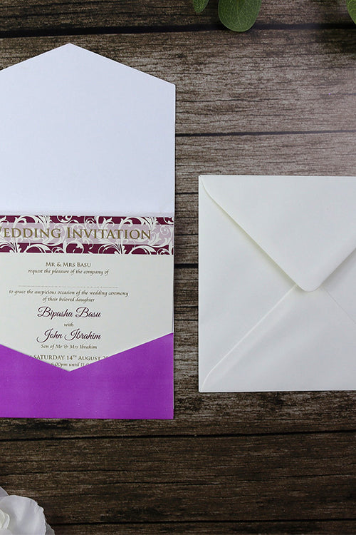 Load image into Gallery viewer, ABC 603 Purple Pocket Invitation
