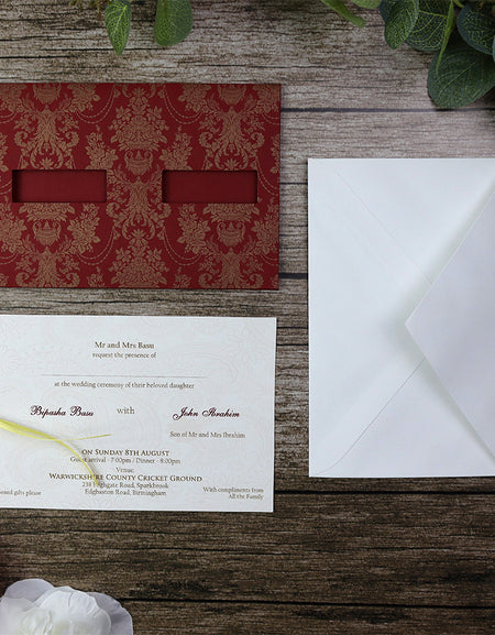 Double Window Pocket Invitation With Damask Pattern - ABC 678