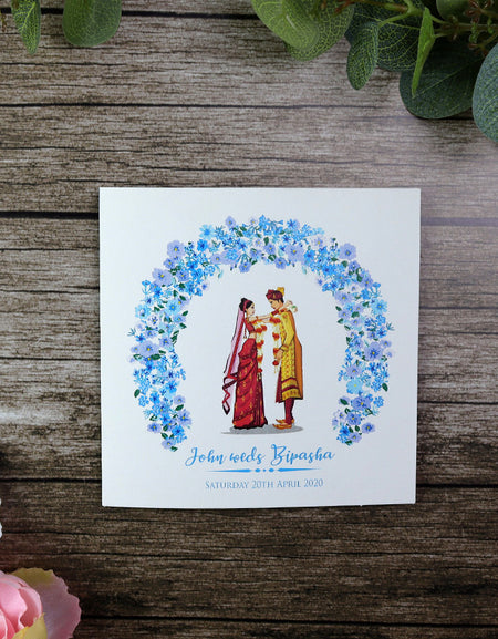 Blue Flower Caricature Invitation ABC 908