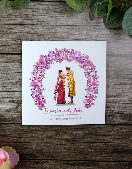 ABC 909 Personalised Pink & Maroon Caricature Invitation