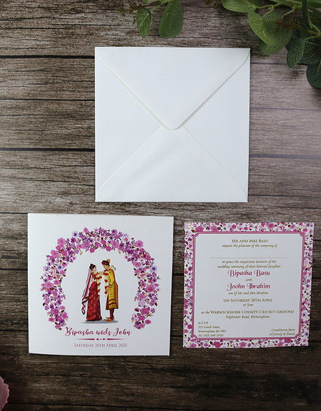 ABC 909 Personalised Pink & Maroon Caricature Invitation