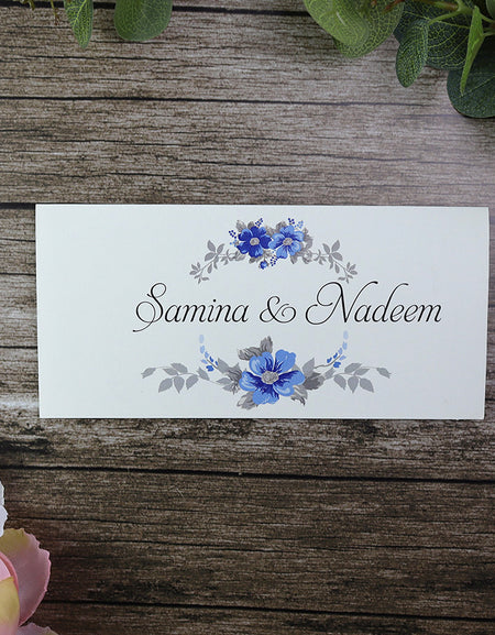 Personalised Floral Blue Wedding Invitation ABC 913