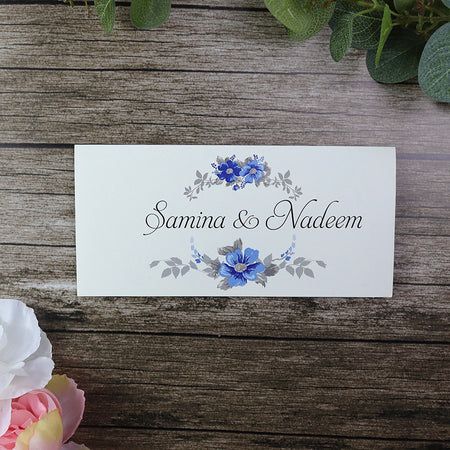 Personalised Floral Blue Wedding Invitation ABC 913