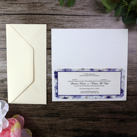 Personalised Floral Blue Wedding Invitation ABC 913