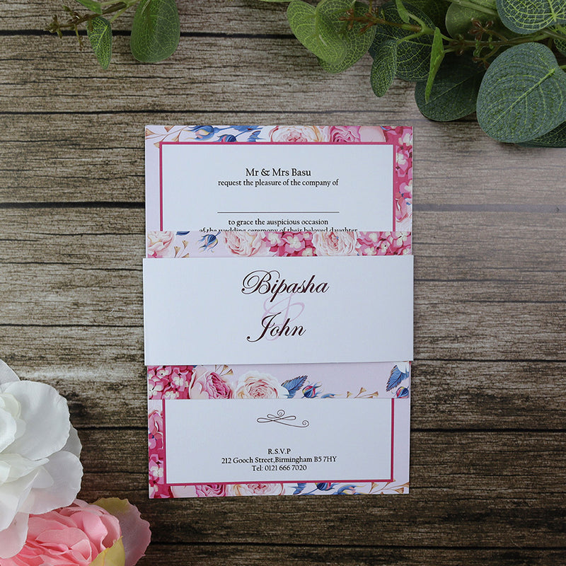 blush Pink seasonal  Floral Invitation ABC 952
