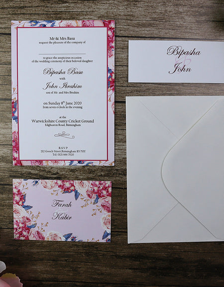 blush Pink seasonal  Floral Invitation ABC 952