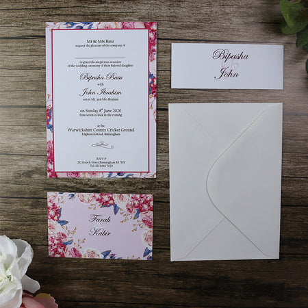 blush Pink seasonal  Floral Invitation ABC 952