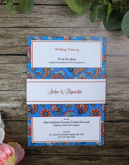 Artsy Blue Floral Invitation ABC 953