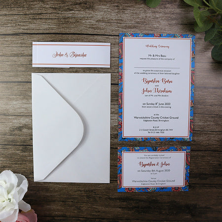 Artsy Blue Floral Invitation ABC 953