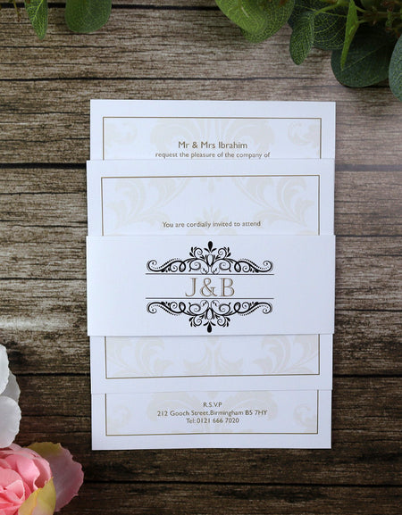 Elegant Triple Insert Personalised Invitation ABC 955