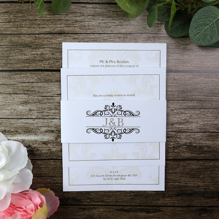 Elegant Triple Insert Personalised Invitation ABC 955