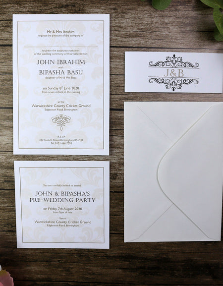 Elegant Triple Insert Personalised Invitation ABC 955