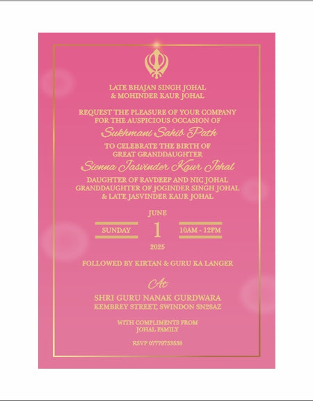 AK 110 Floral Akhand Path Invitation