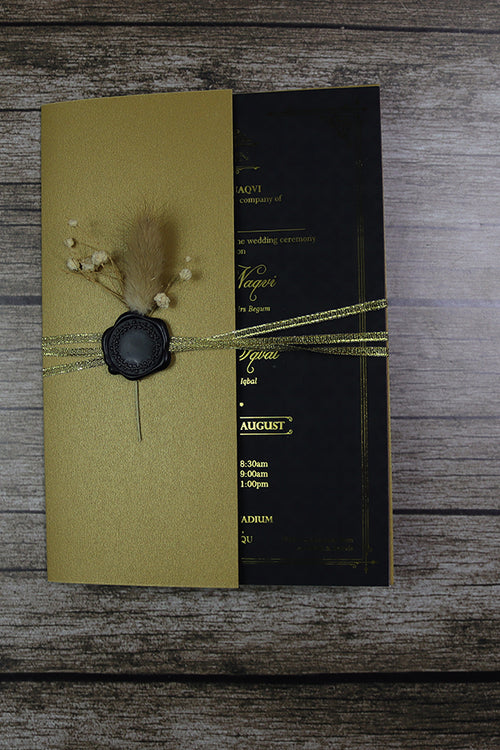 Load image into Gallery viewer, Luxury Gold Foil Invitation with Wax Seal &amp; Dried Flowers TFC 101
