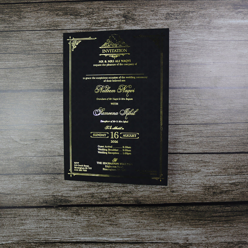 Luxury Gold Foil Invitation with Wax Seal & Dried Flowers TFC 101