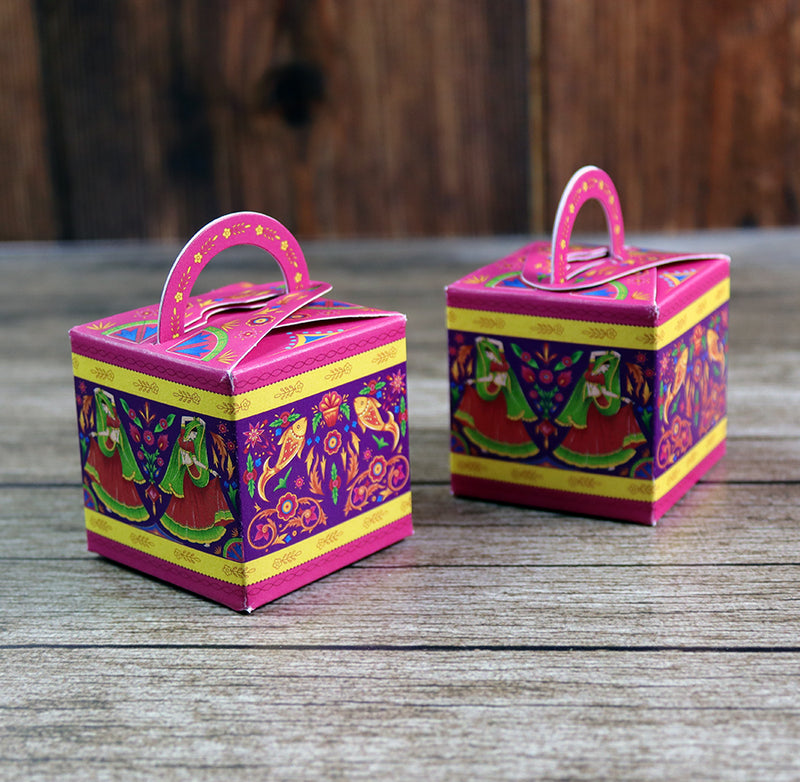 CHC 201 - Colourful Pakistani Truck Art Style Cube Favour Boxes with Handle – Flat Pack
