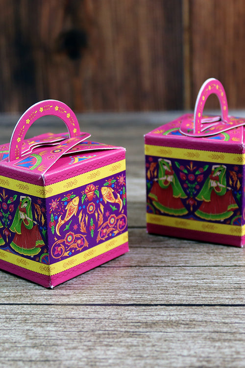 Load image into Gallery viewer, CHC 201 - Colourful Pakistani Truck Art Style Cube Favour Boxes with Handle – Flat Pack
