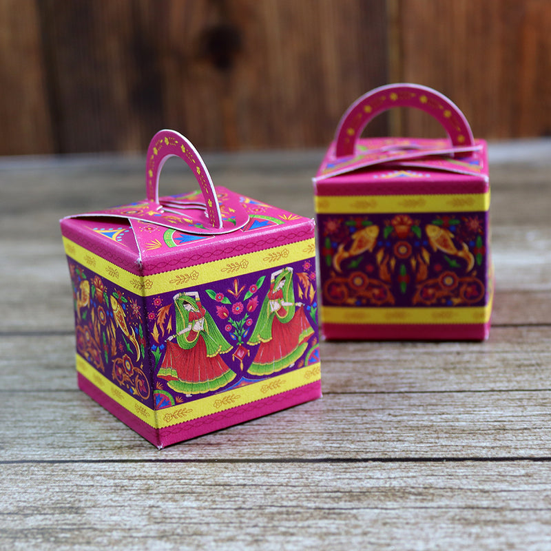 CHC 201 - Colourful Pakistani Truck Art Style Cube Favour Boxes with Handle – Flat Pack