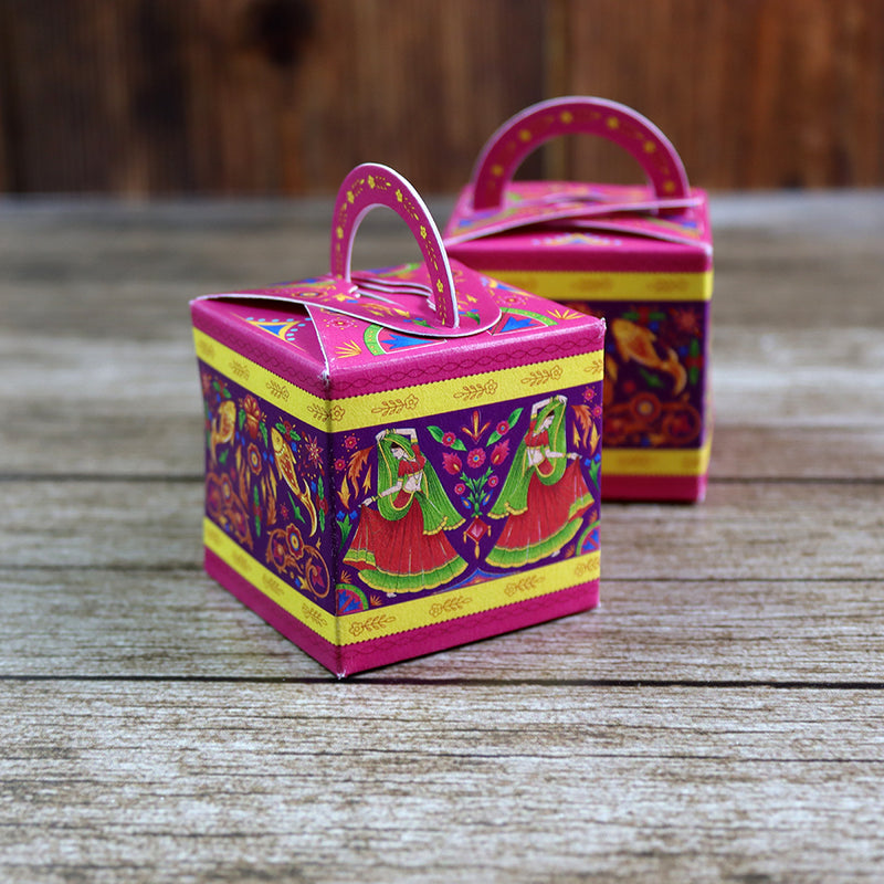 CHC 201 - Colourful Pakistani Truck Art Style Cube Favour Boxes with Handle – Flat Pack