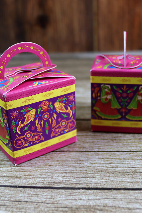 Load image into Gallery viewer, CHC 201 - Colourful Pakistani Truck Art Style Cube Favour Boxes with Handle – Flat Pack
