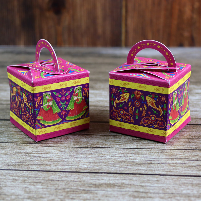 CHC 201 - Colourful Pakistani Truck Art Style Cube Favour Boxes with Handle – Flat Pack