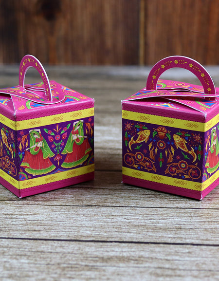 CHC 201 - Colourful Pakistani Truck Art Style Cube Favour Boxes with Handle – Flat Pack