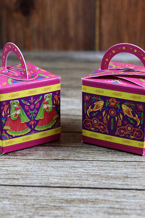 Load image into Gallery viewer, CHC 201 - Colourful Pakistani Truck Art Style Cube Favour Boxes with Handle – Flat Pack
