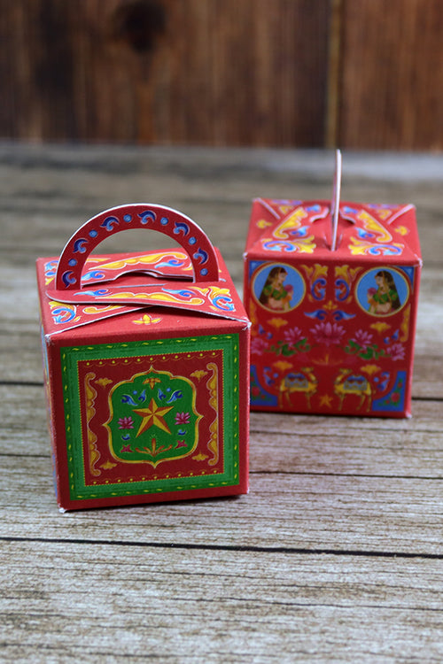 Load image into Gallery viewer, CHC 202 - Colourful Pakistani Truck Art Style Cube Favour Boxes with Handle – Flat Pack
