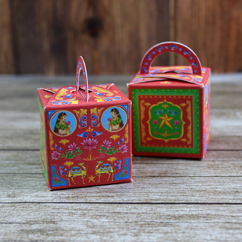 CHC 202 - Colourful Pakistani Truck Art Style Cube Favour Boxes with Handle – Flat Pack
