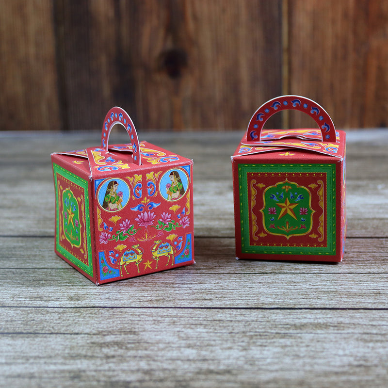 CHC 202 - Colourful Pakistani Truck Art Style Cube Favour Boxes with Handle – Flat Pack