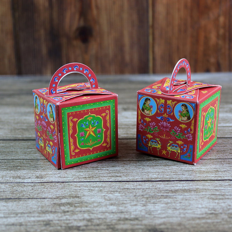 CHC 202 - Colourful Pakistani Truck Art Style Cube Favour Boxes with Handle – Flat Pack