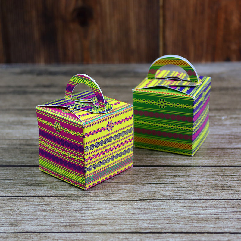 CHC 204 - Colourful Cube Favour Boxes with Handle – Flat Pack