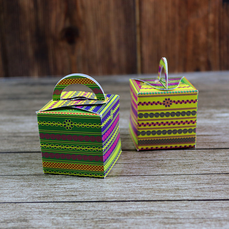 CHC 204 - Colourful Cube Favour Boxes with Handle – Flat Pack
