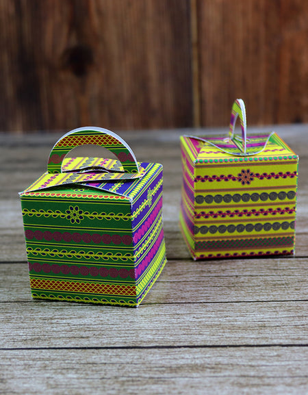 CHC 204 - Colourful Cube Favour Boxes with Handle – Flat Pack