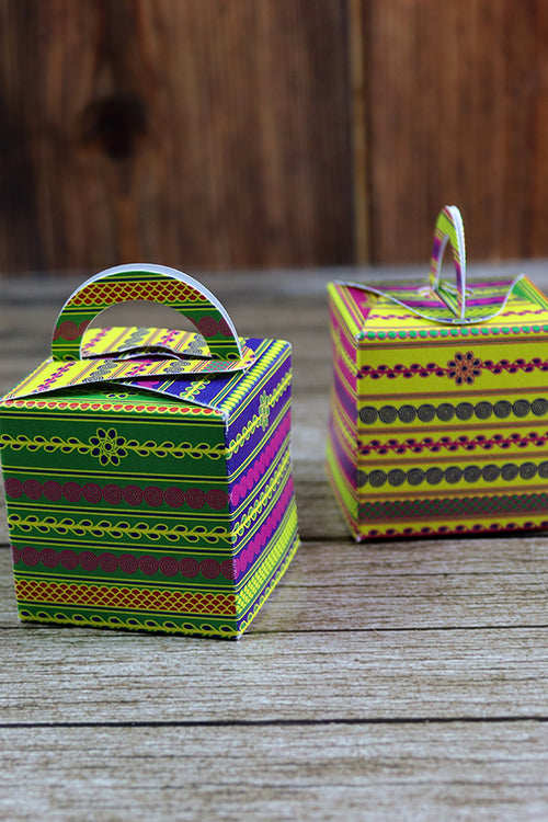 Load image into Gallery viewer, CHC 204 - Colourful Cube Favour Boxes with Handle – Flat Pack
