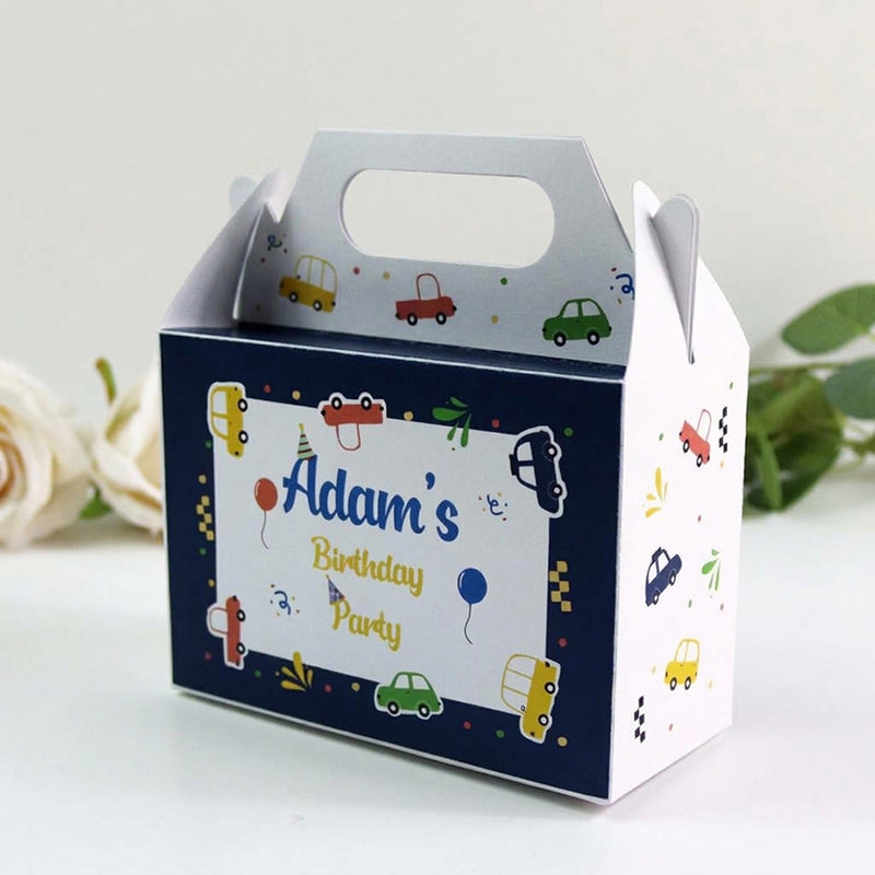 125 Boy Gable Box - Personalised Kids Birthday Party Gift Boxes, Custom Printed Gable Favour Boxes for Boys and Girls, Party Bags, Treat Boxes