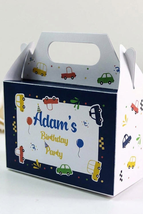 Load image into Gallery viewer, 125 Boy Gable Box - Personalised Kids Birthday Party Gift Boxes, Custom Printed Gable Favour Boxes for Boys and Girls, Party Bags, Treat Boxes
