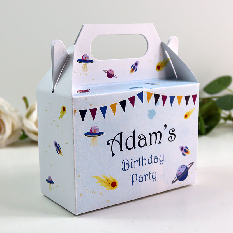 123 Boy Gable Box - Personalised Kids Birthday Party Gift Boxes, Custom Printed Gable Favour Boxes for Boys and Girls, Party Bags, Treat Boxes