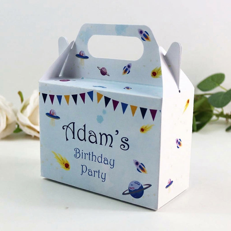123 Boy Gable Box - Personalised Kids Birthday Party Gift Boxes, Custom Printed Gable Favour Boxes for Boys and Girls, Party Bags, Treat Boxes