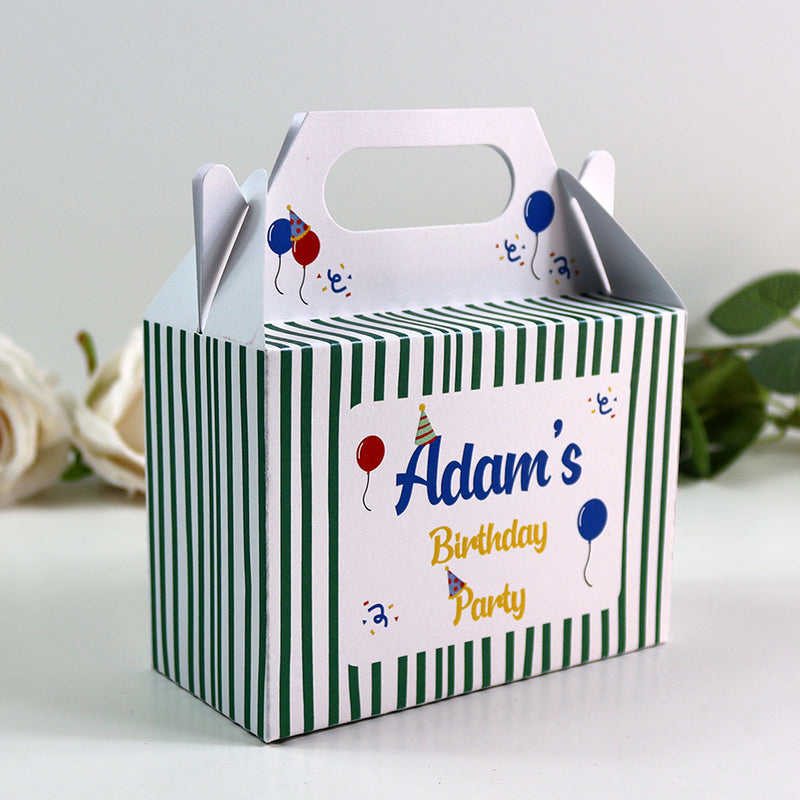 122 Boy Gable Box - Personalised Kids Birthday Party Gift Boxes, Custom Printed Gable Favour Boxes for Boys and Girls, Party Bags, Treat Boxes