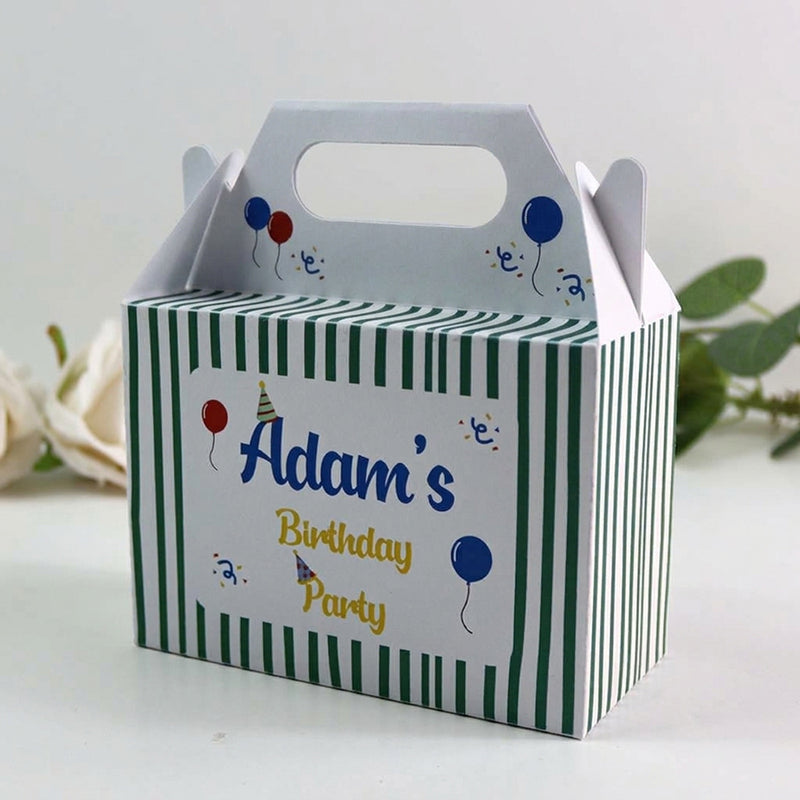 122 Boy Gable Box - Personalised Kids Birthday Party Gift Boxes, Custom Printed Gable Favour Boxes for Boys and Girls, Party Bags, Treat Boxes