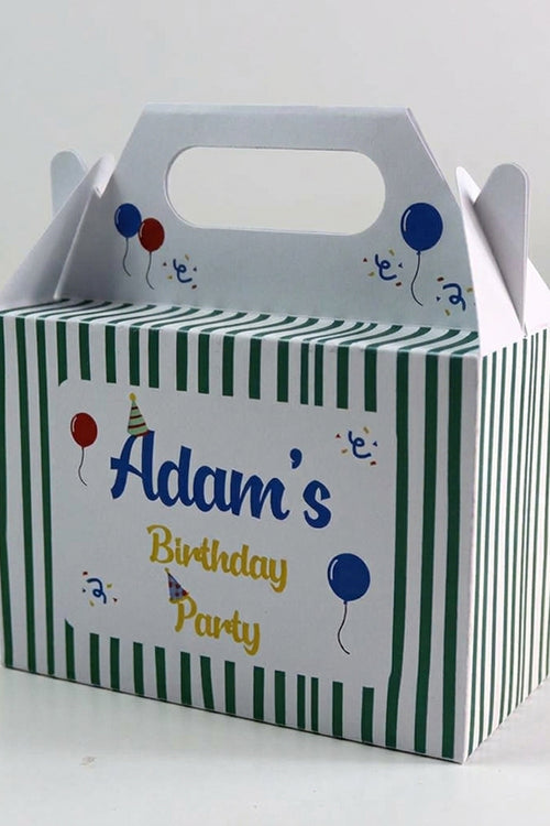 Load image into Gallery viewer, 122 Boy Gable Box - Personalised Kids Birthday Party Gift Boxes, Custom Printed Gable Favour Boxes for Boys and Girls, Party Bags, Treat Boxes
