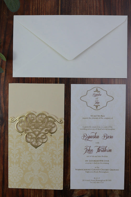 Load image into Gallery viewer, Royal Baroque Gold Laser Cut Pocket Invitation CW 2002
