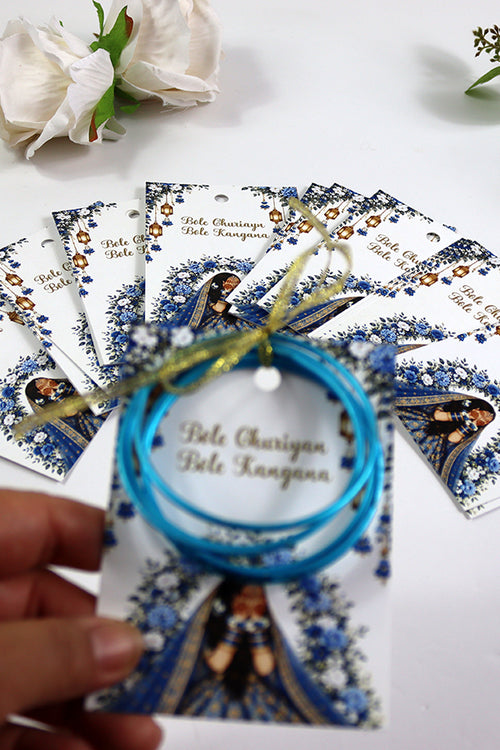 Load image into Gallery viewer, A7 Blue 14 - Churiyan Bangle Gift Cards | Mehndi Wedding Favours | Bangle Holder Cards (Copy) (Copy) (Copy) (Copy)
