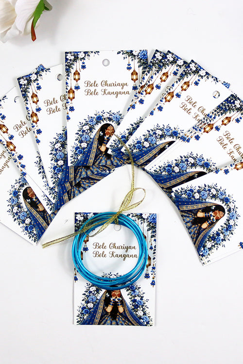 Load image into Gallery viewer, A7 Blue 14 - Churiyan Bangle Gift Cards | Mehndi Wedding Favours | Bangle Holder Cards (Copy) (Copy) (Copy) (Copy)
