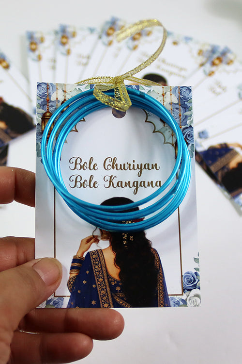 Load image into Gallery viewer, A7 Blue 24 - Churiyan Bangle Gift Cards | Mehndi Wedding Favours | Bangle Holder Cards (Copy) (Copy) (Copy) (Copy) (Copy)
