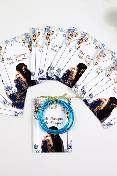 Load image into Gallery viewer, A7 Blue 24 - Churiyan Bangle Gift Cards | Mehndi Wedding Favours | Bangle Holder Cards (Copy) (Copy) (Copy) (Copy) (Copy)
