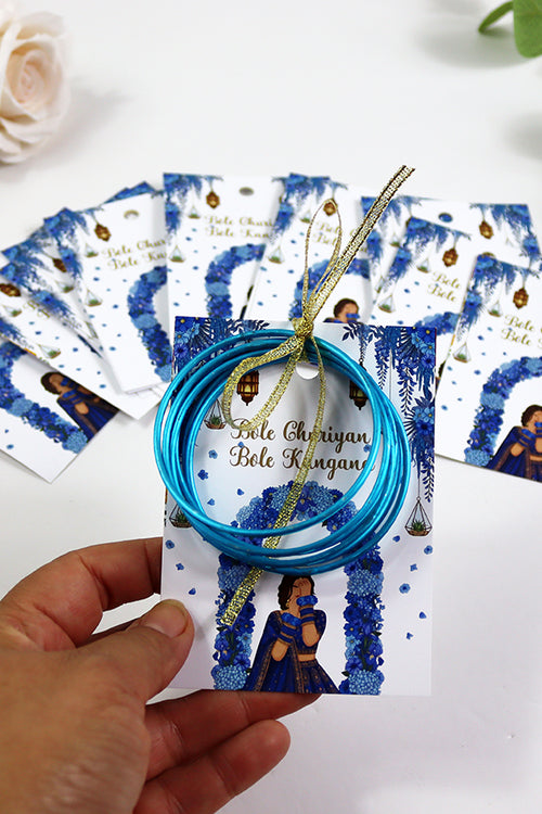 Load image into Gallery viewer, A7 Blue 04 - Churiyan Bangle Gift Cards | Mehndi Wedding Favours | Bangle Holder Cards (Copy) (Copy) (Copy)
