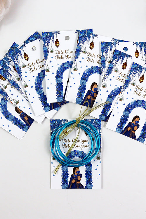 Load image into Gallery viewer, A7 Blue 04 - Churiyan Bangle Gift Cards | Mehndi Wedding Favours | Bangle Holder Cards (Copy) (Copy) (Copy)

