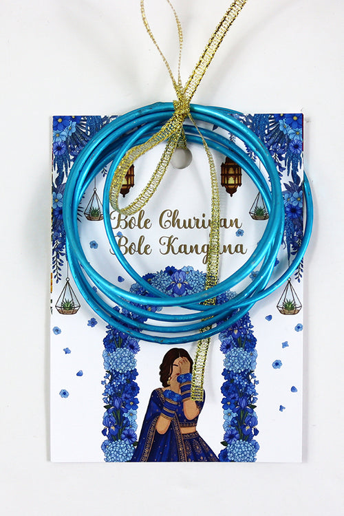 Load image into Gallery viewer, A7 Blue 04 - Churiyan Bangle Gift Cards | Mehndi Wedding Favours | Bangle Holder Cards (Copy) (Copy) (Copy)

